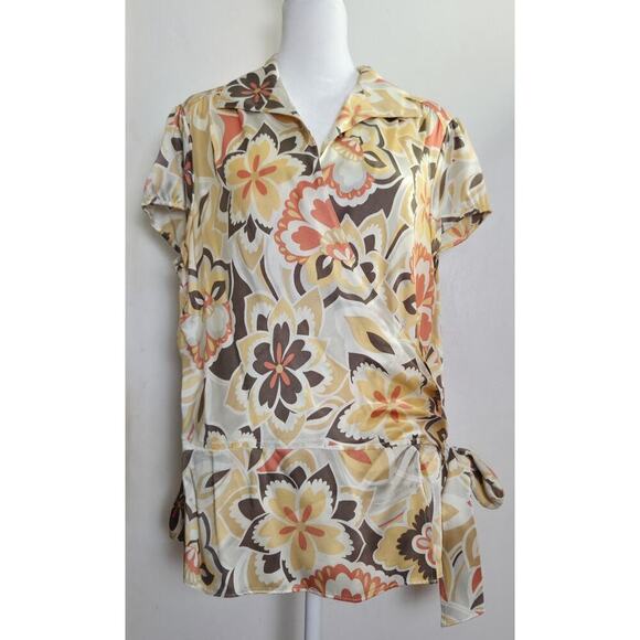 Women's Talbots Floral Silk Wrap Blouse Size‎ 14 Top - Picture 1 of 7
